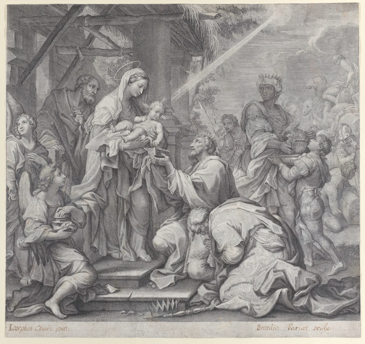 The Adoration of the Magi by Benoit Farjat, print, 1714-1724