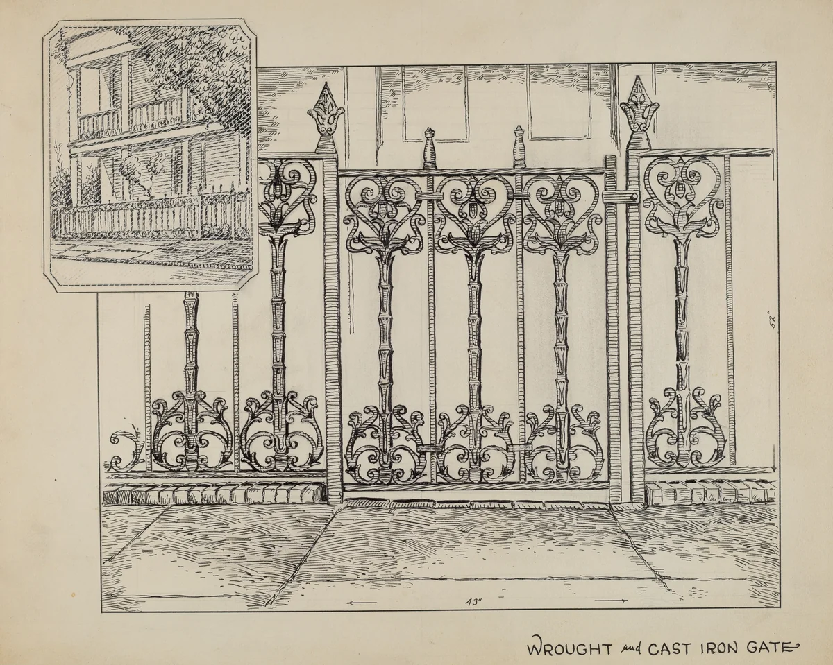 Cast Iron Fence by Al Curry, index of american design, 1936