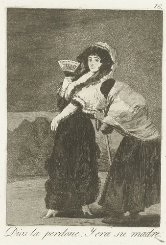 God vergeve haar: en het was haar moeder by Francisco de Goya, print, 1797-1799
