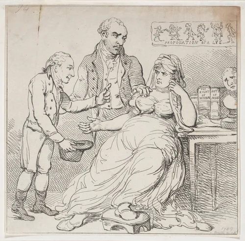 Melpomene in the Dumps, or Child's Play Defended by Theatrical Monarchs by Thomas Rowlandson, print, 1804