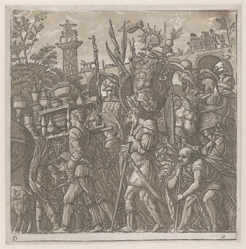 Sheet 6: Men Carrying Trophies, from "The Triumph of Julius Caesar" by Andrea Andreani, print, 1599