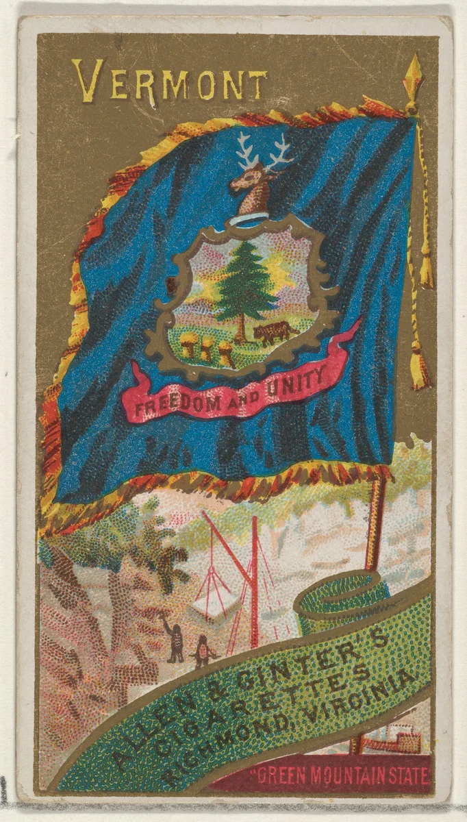 Vermont, from Flags of the States and Territories (N11) for Allen & Ginter Cigarettes Brands by Allen & Ginter, print, 1888