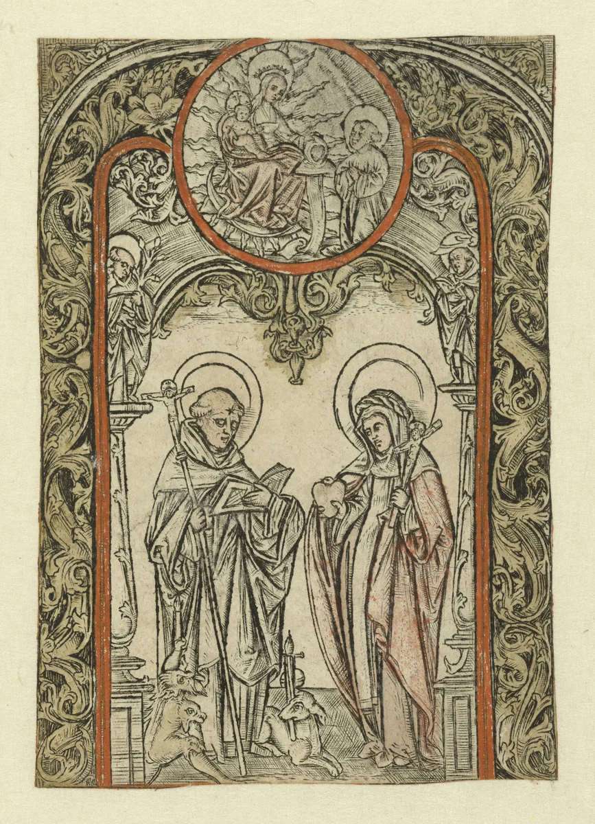 Heiligen Dominicus en Brigitta by Unknown, print, 1510-1530