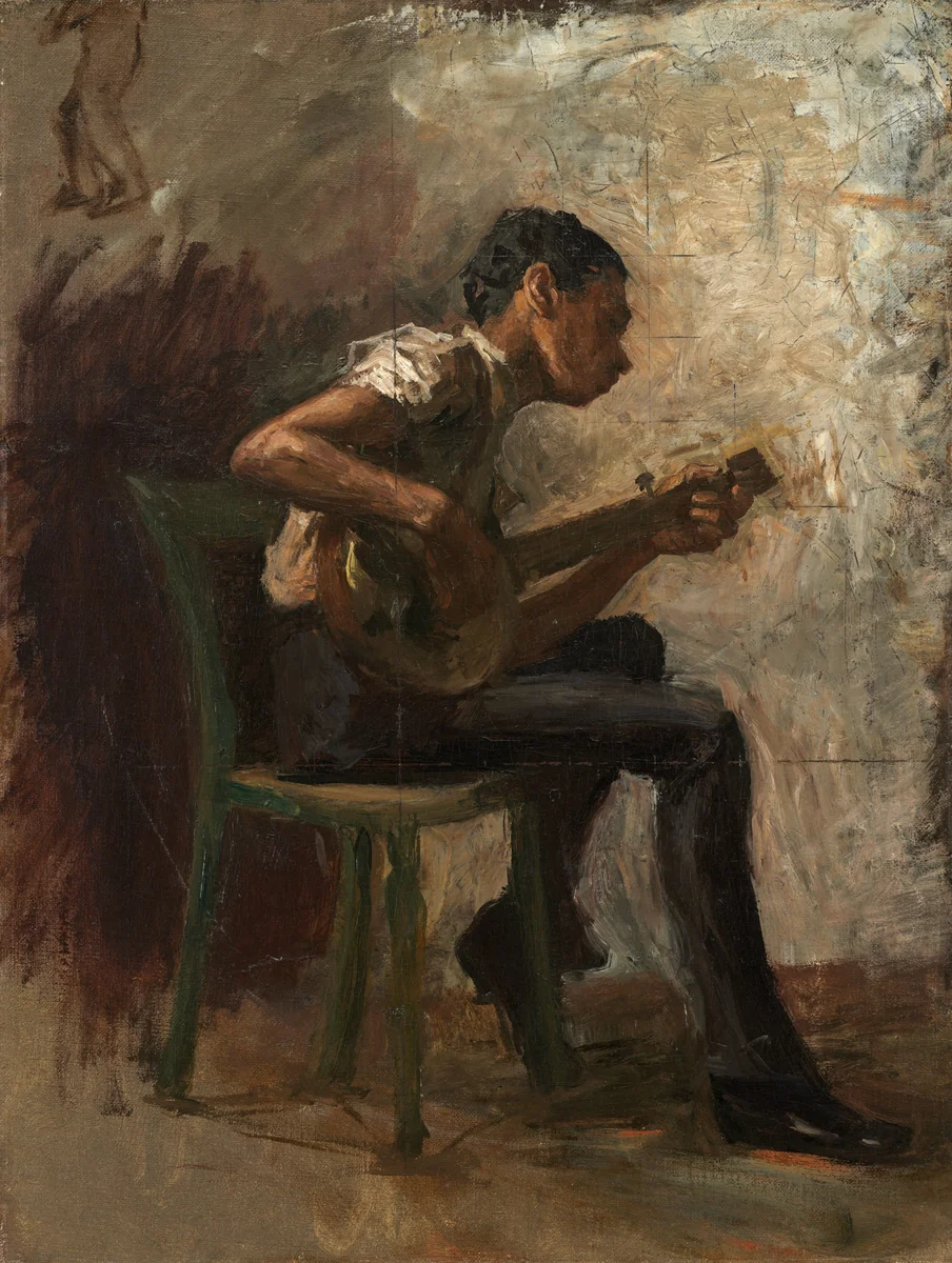 Study for "The Dancing Lesson": The Banjo Player by Thomas Eakins, painting, 1877