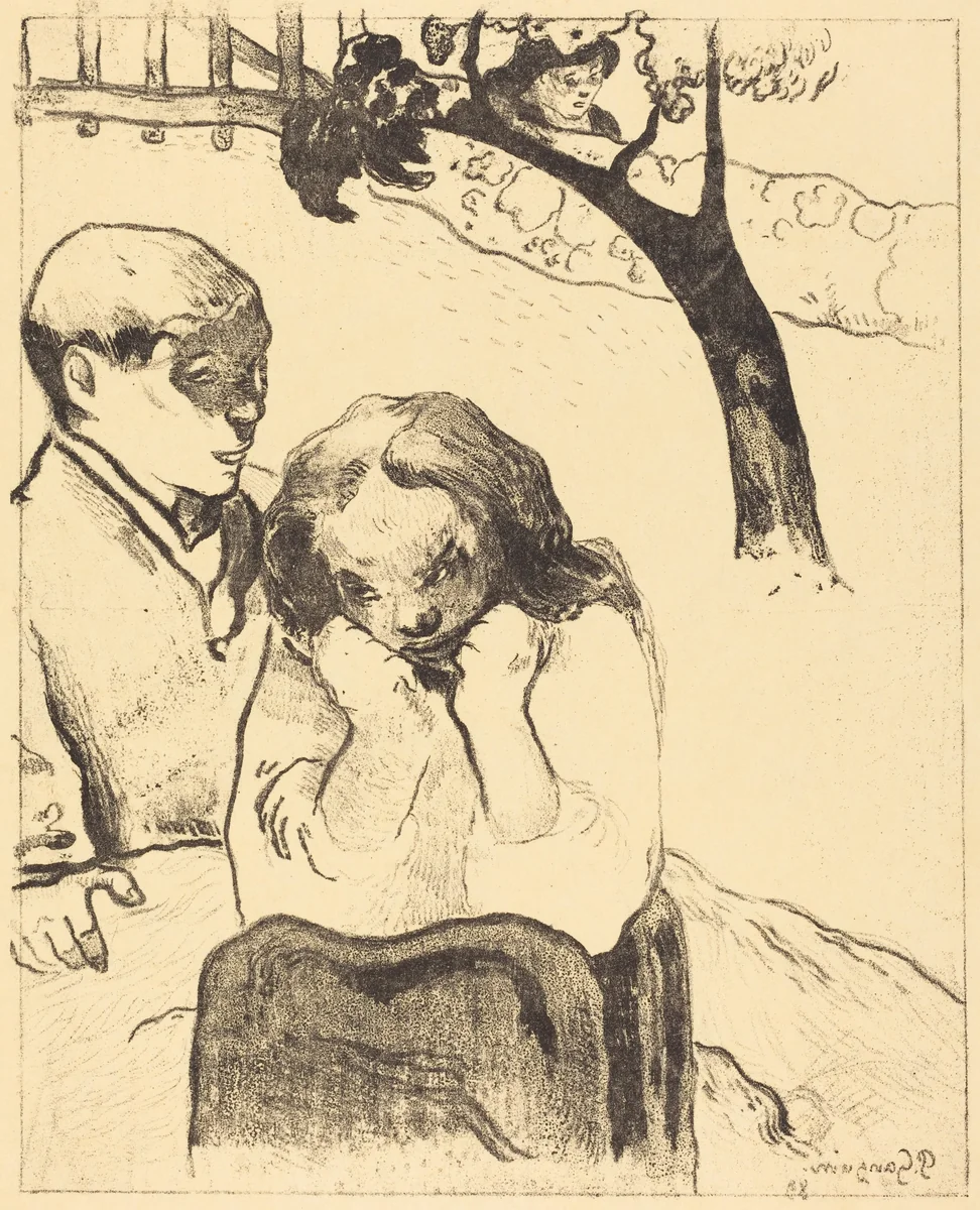 Human Sorrow (Miseres humaines) by Paul Gauguin, print, 1889