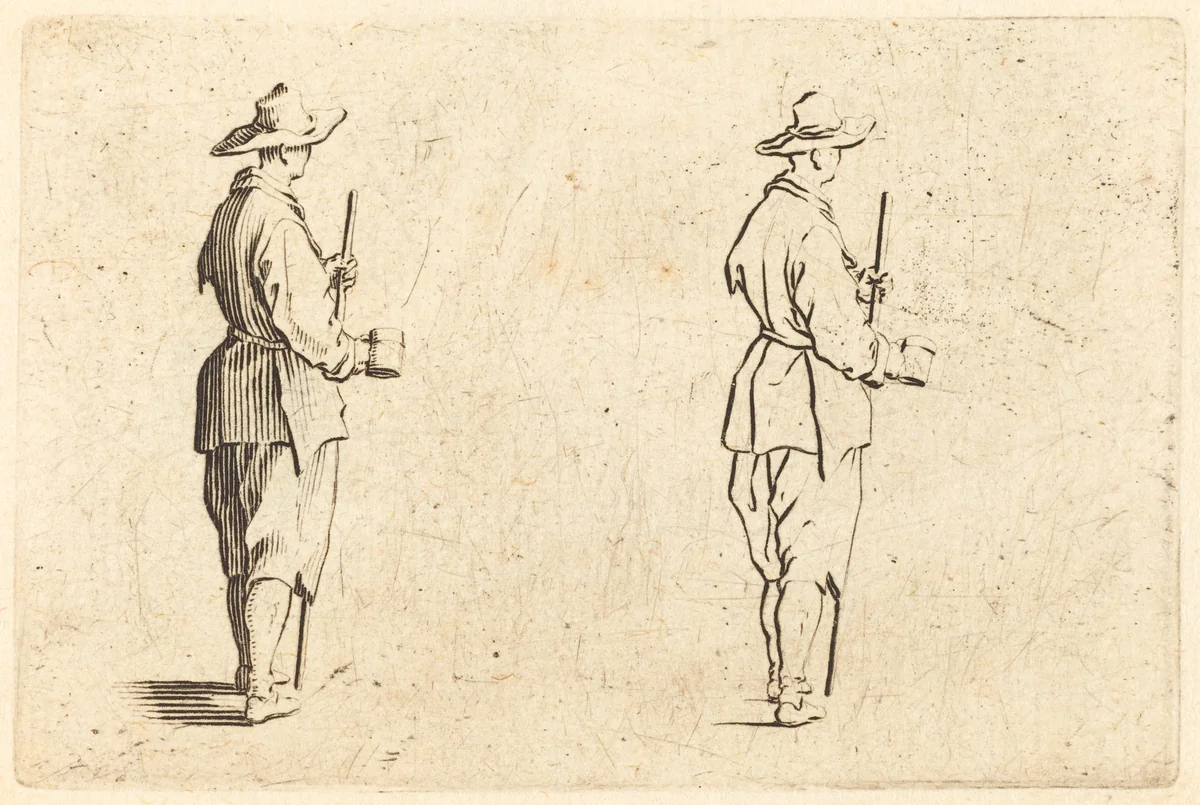 Peasant with a Cup by Jacques Callot, print, 1622