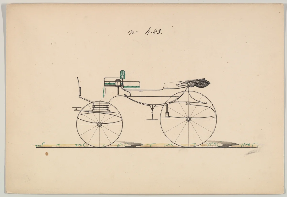 Design for Vis-à-vis/ Barouche, no. 463 by Brewster & Co., drawing, 1850-1870