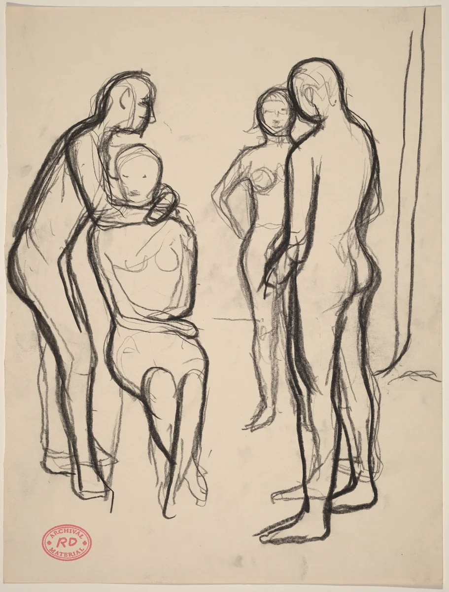 Untitled [figure group] by Richard Diebenkorn, drawing, 1955-1967