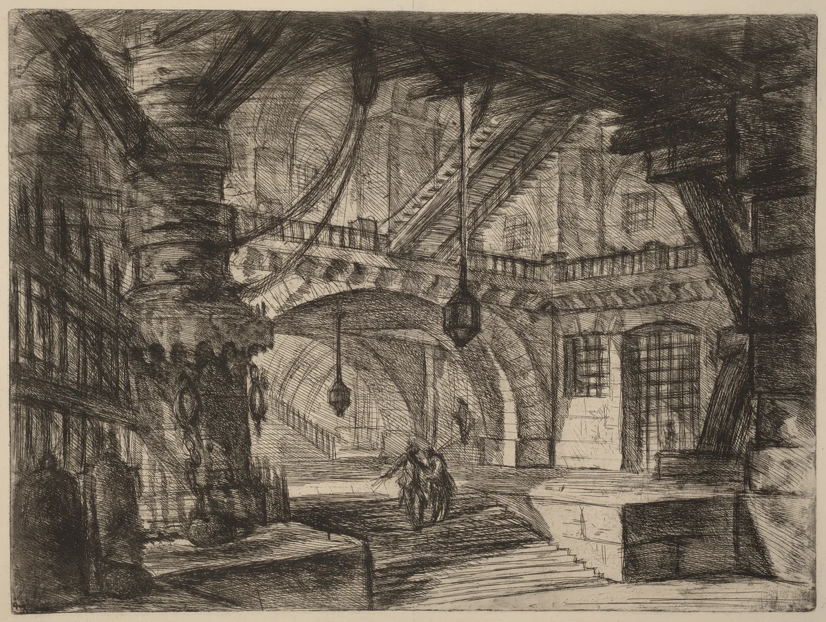 The Pier with Chains by Giovanni Battista Piranesi, print, 1749-1750