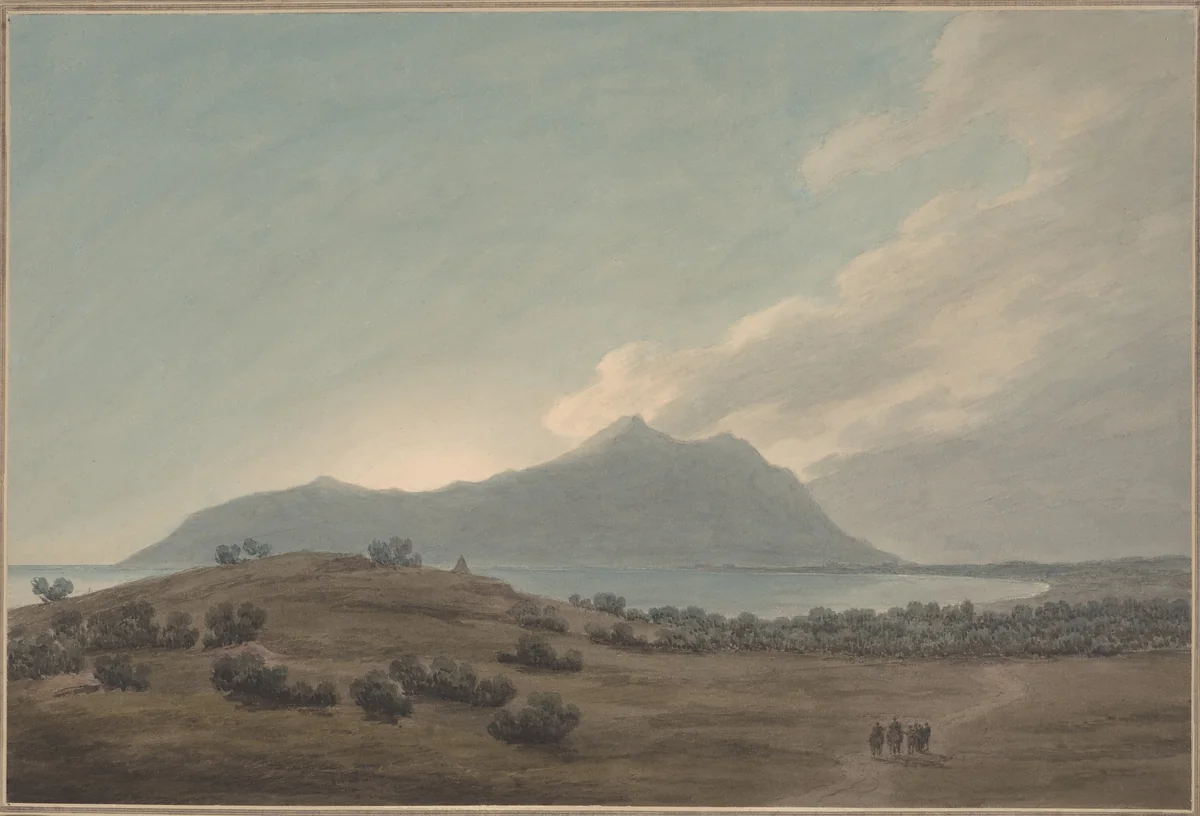 Monte Circeo at Sunset by John Robert Cozens, drawing, 1780-1790