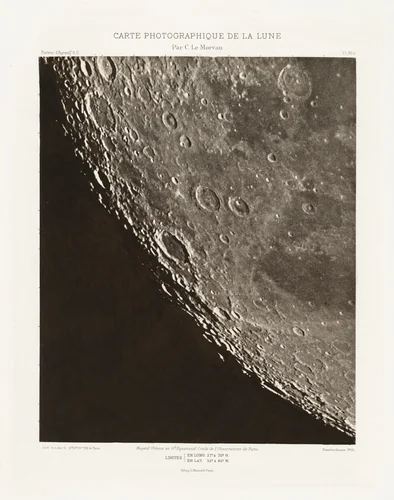 Carte photographique de la lune, planche XII.A (Photographic Chart of the Moon, plate XII.A) by Charles Le Morvan, photograph, 1908-1914