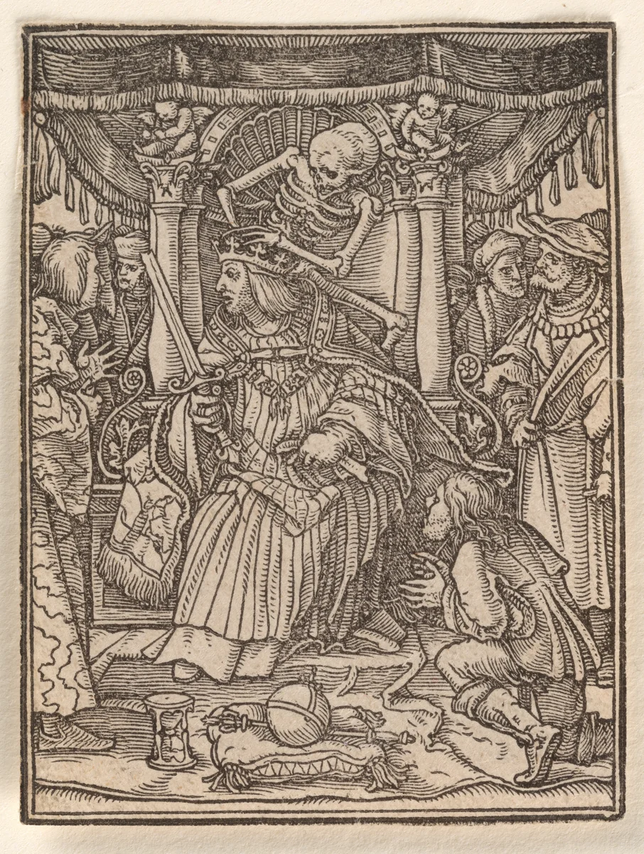 The Emperor, from "The Dance of Death" by Hans Holbein the Younger, print, 1521-1538