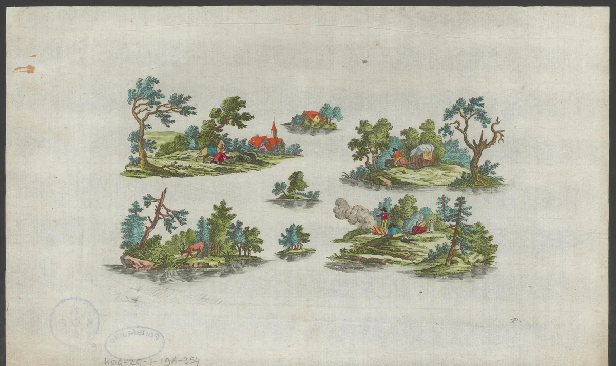 Reizigers in het bos by anonymous, print, 1800-1899