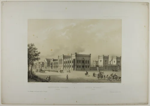 Imperial Stables, Petrodvorets by C. Schultz, print, 1815-1825