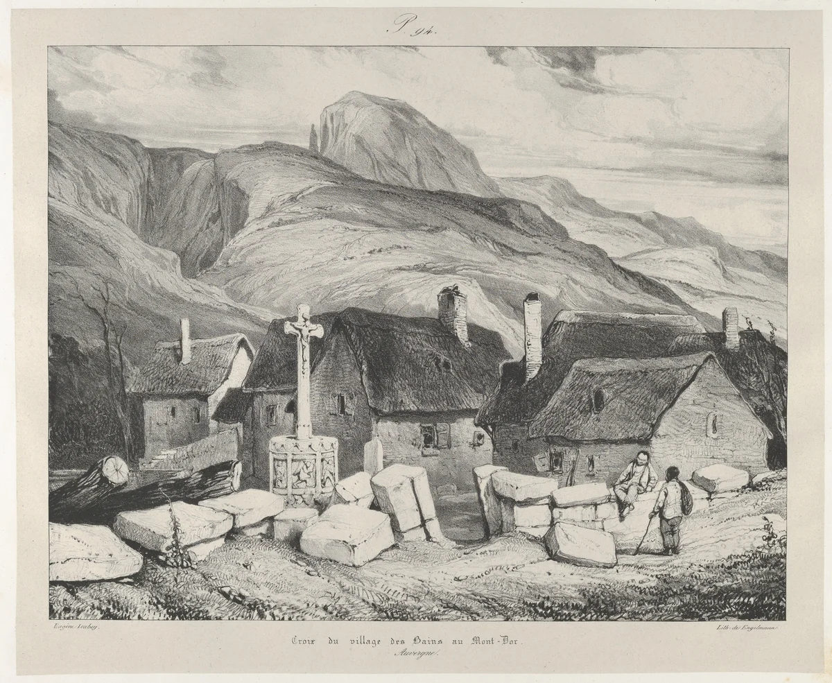 Cross of the Village of Bains au Mont-Dor by Eugène Isabey, print, 1831