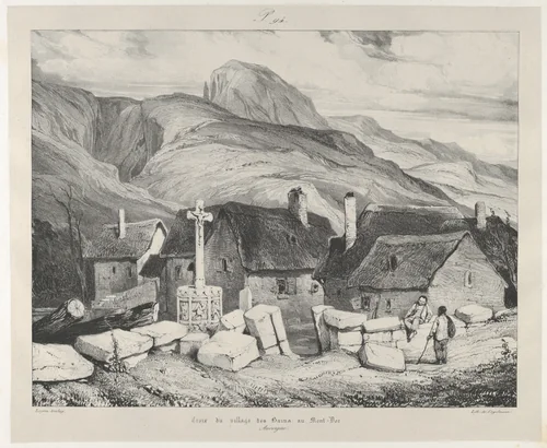 Cross of the Village of Bains au Mont-Dor by Eugène Isabey, print, 1831