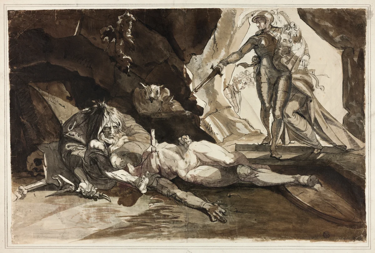 The Cave of Despair by Henry Fuseli, drawing, 1764-1774