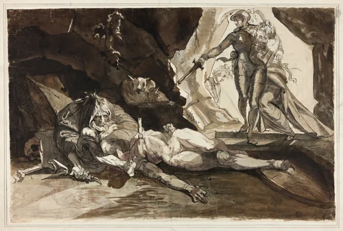 The Cave of Despair by Henry Fuseli, drawing, 1764-1774