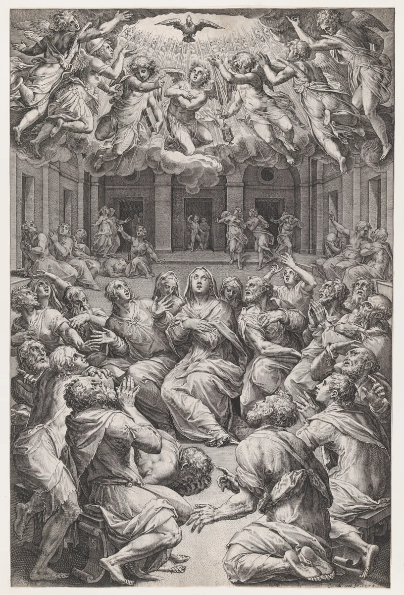 The Pentecost by Cornelis Cort, print, 1574