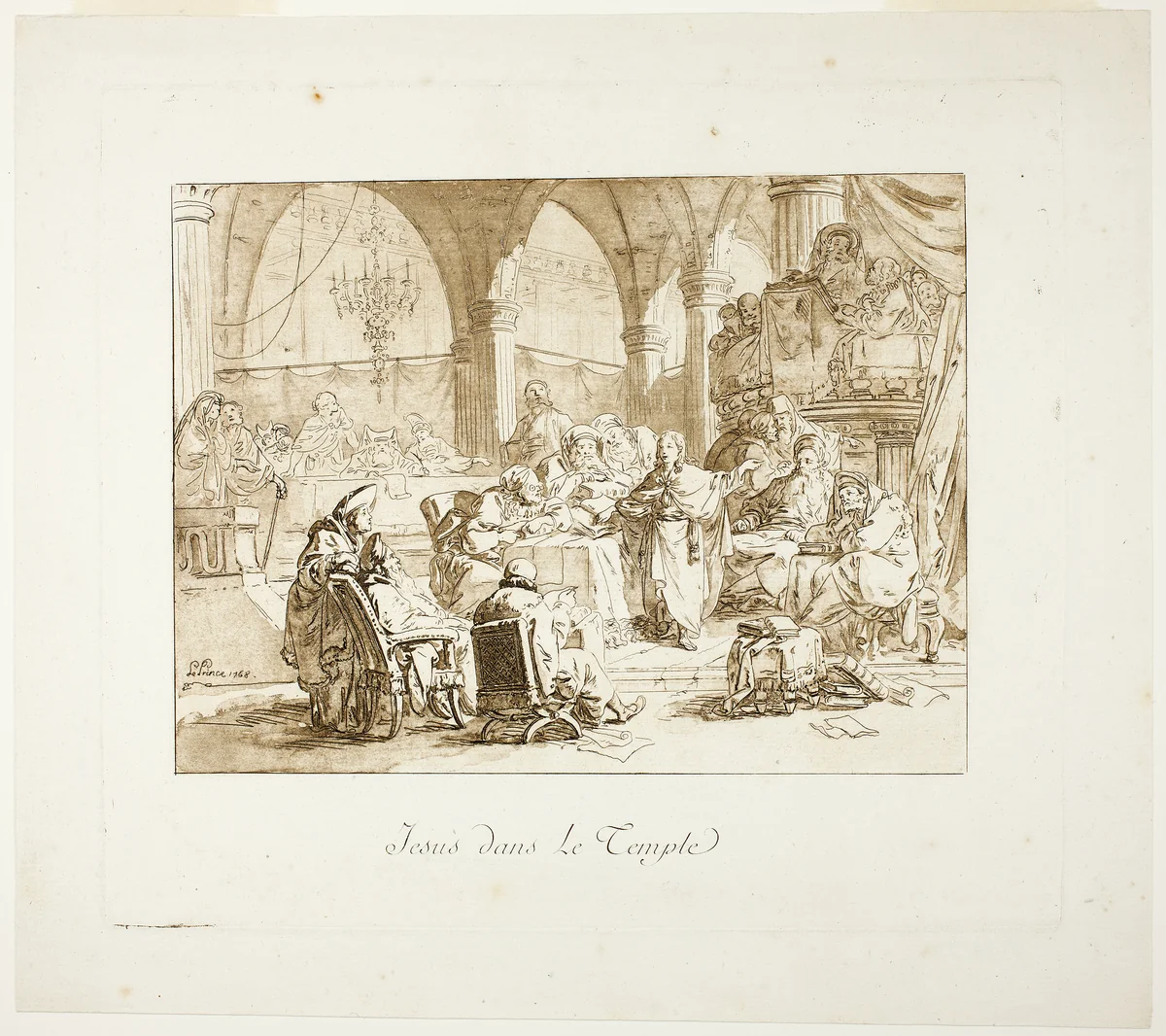Jesus in the Temple by Jean Baptiste Le Prince, print, 1754-1781