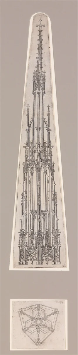 Elevation of a Gothic Pinnacle with a Hexagonal Plan by Wenzel von Olmutz, print, 1490-1499