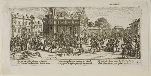 Destruction of a Convent, plate six from The Large Miseries of War by Gerrit Lucasz van Schagen, print, 1612-1635