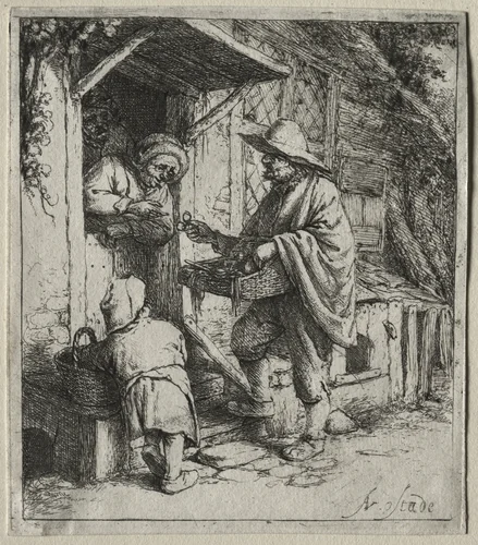 The Spectacle Seller by Adriaen van Ostade, print, 1643-1657