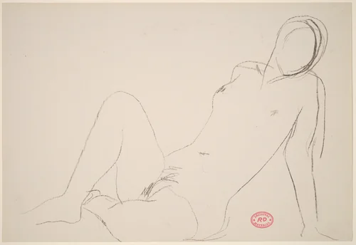Untitled [seated nude leaning on arm] by Richard Diebenkorn, drawing, 1955-1967