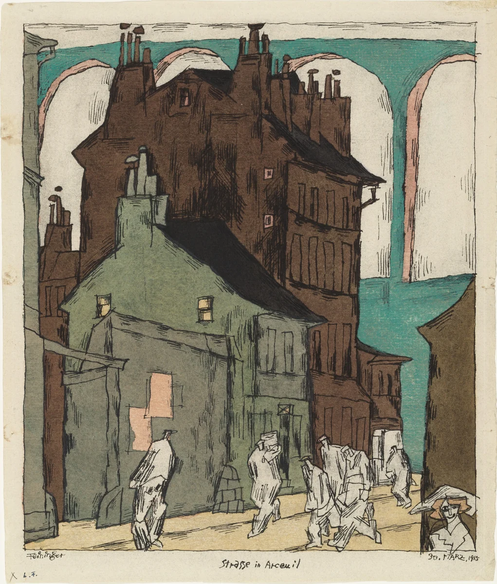 Street in Arcueil (Strasse in Arcueil) by Lyonel Feininger, drawing, 1915