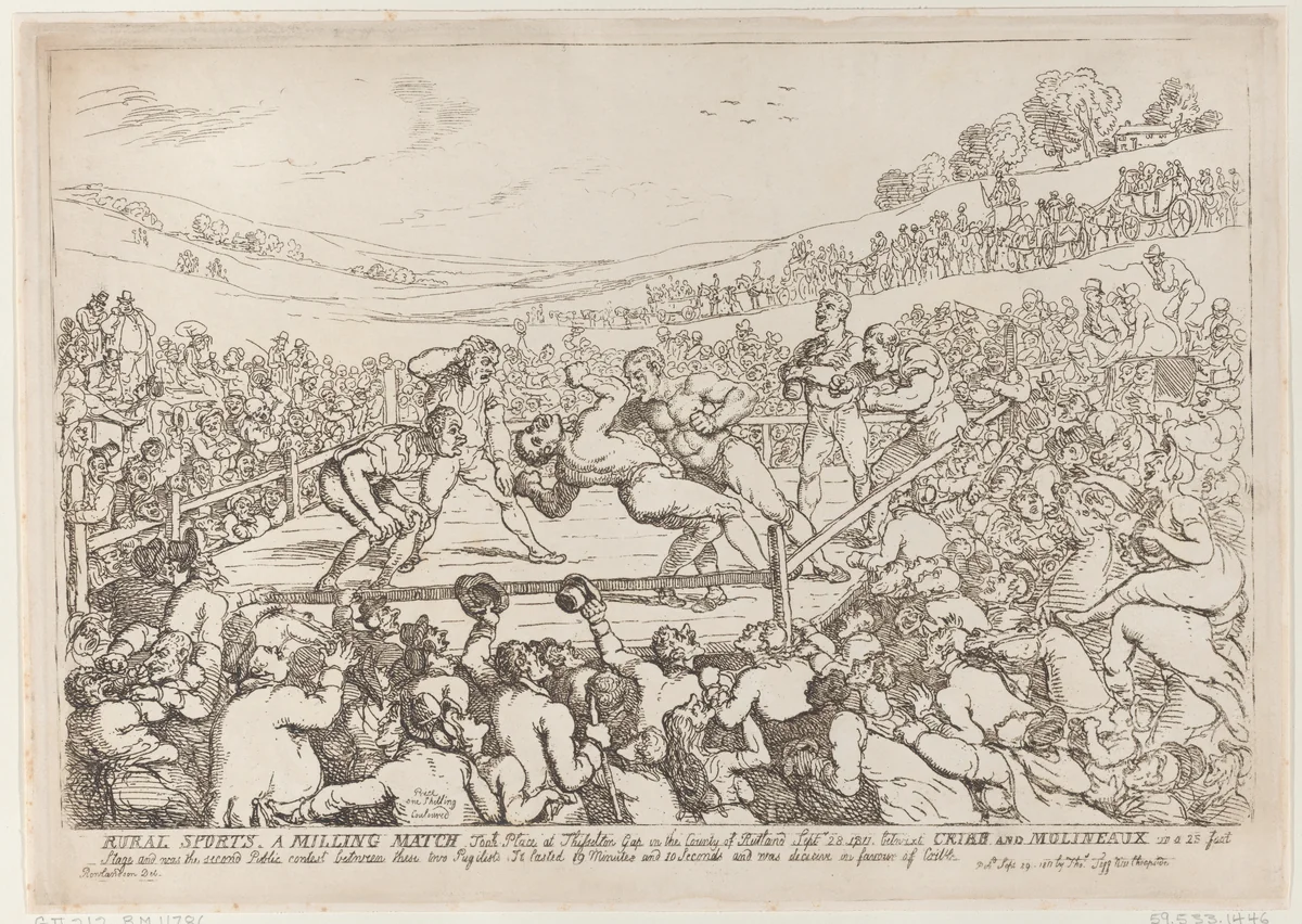 Rural Sports, A Milling Match by Thomas Rowlandson, print, 1811