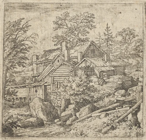 The Hamlet on the Mountainside by Allart van Everdingen, print, 1621-1675