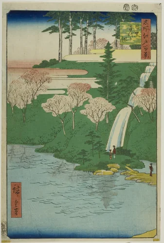 Chiyogaike Pond, Meguro (Meguro Chiyogaike), from the series "One Hundred Famous Views of Edo (Meisho Edo hyakkei)" by Utagawa Hiroshige (歌川広重), print, 1856
