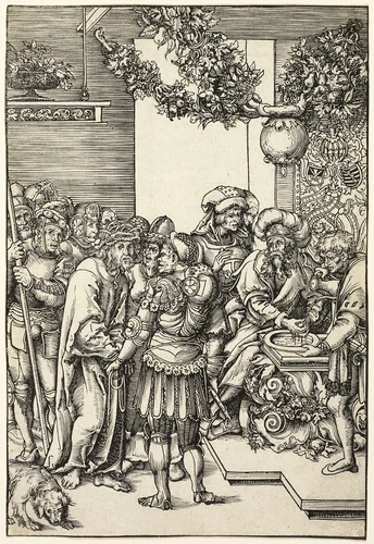 Pilate Washing His Hands, from The Passion by Lucas Cranach the Elder, print, 1509-1516