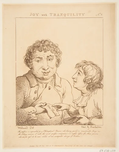 Joy with Tranquility (Le Brun Travested, or Caricatures of the Passions) by Thomas Rowlandson, print, 1800
