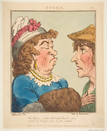 Scorn (Le Brun Travested, or Caricatures of the Passions) by Thomas Rowlandson, print, 1800
