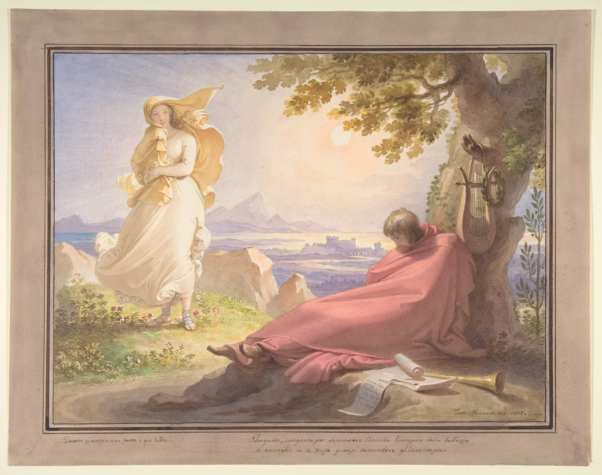 Tasso Contemplating Beauty by Tommaso Minardi, drawing, 1823