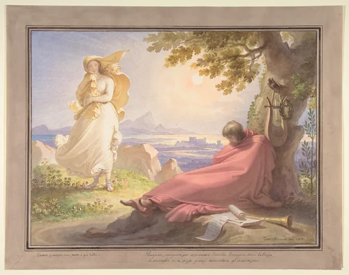 Tasso Contemplating Beauty by Tommaso Minardi, drawing, 1823