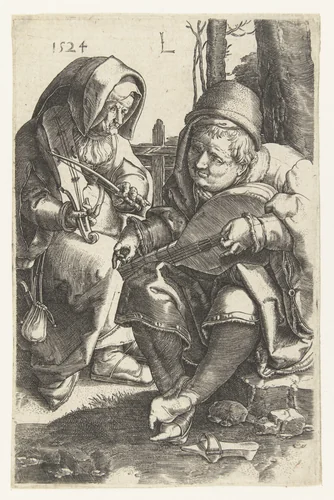Musicerend paar by Unknown, print, 1581-1628