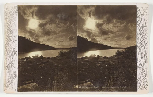 Upper Saranac Lake - Bartlett's Landing Moonlight, from the series "Gems of the Adirondacks" by Baldwin Photo, photograph, 1875-1899