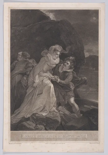 Mary, Queen of Scots escaping Lochleven Castle (from "The History of England") by William Sharp, print, 1795