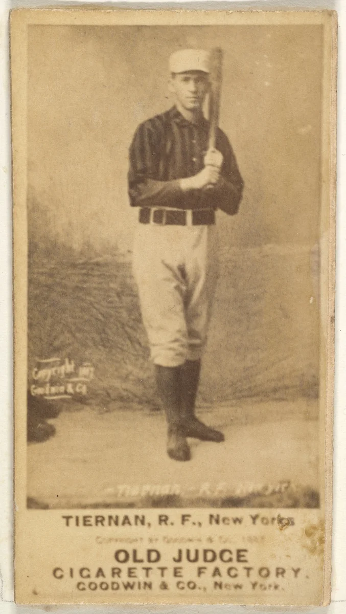 Michael "Silent Mike" Joseph Tiernan, Right Field, New York, from the Old Judge series (N172) for Old Judge Cigarettes by Goodwin & Company, photograph, 1887