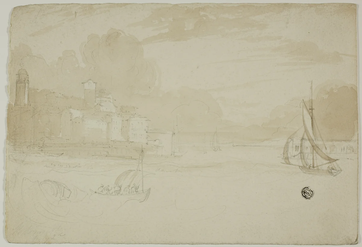 Seaport with Fishing Boats by Unknown Artist, drawing, 1600-1699