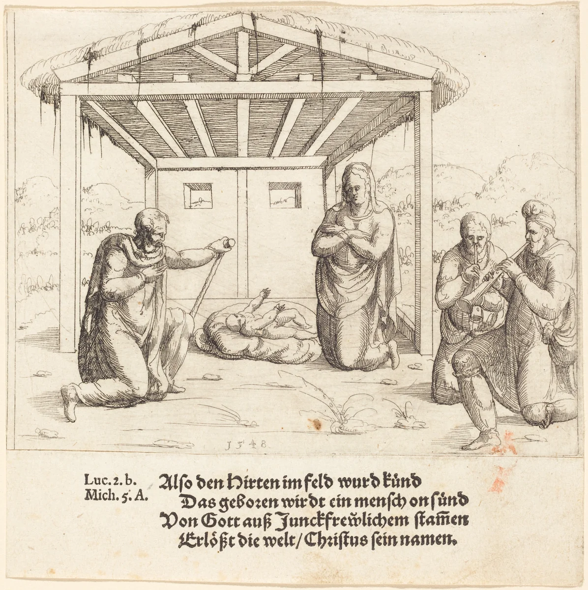 The Adoration of the Shepherds by Augustin Hirschvogel, print, 1548