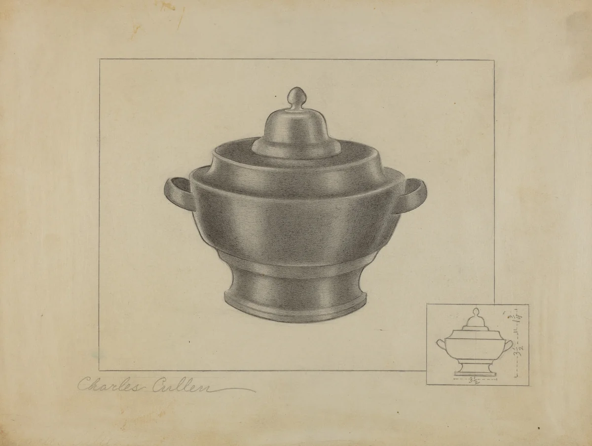 Pewter Sugar Bowl by Charles Cullen, index of american design, 1935-1942