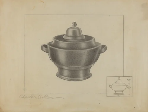 Pewter Sugar Bowl by Charles Cullen, index of american design, 1935-1942