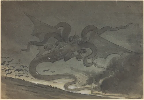 Flying Monster by Robert Caney, drawing, 1552-1615