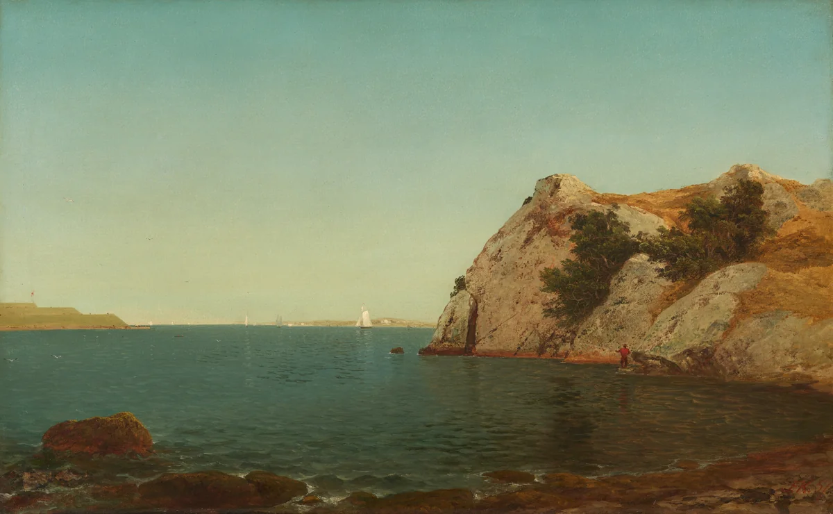 Beacon Rock, Newport Harbor by John Frederick Kensett, painting, 1857