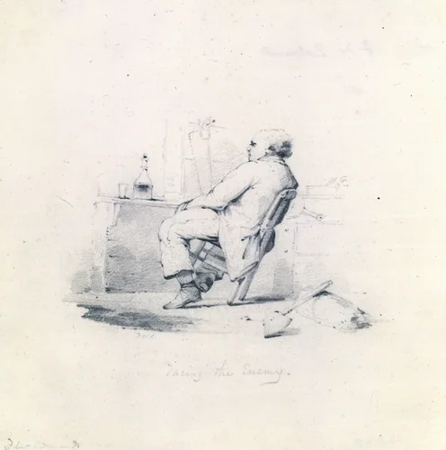 Study for Facing the Enemy (from McGuire Scrapbook) by Francis William Edmonds, artwork, 1845