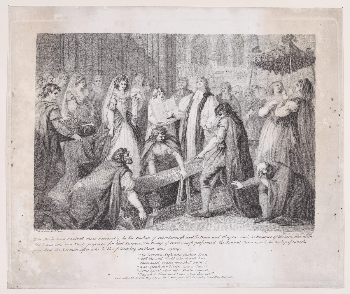 The Internment of Mary, Queen of Scots by William Nelson Gardiner, print, 1791
