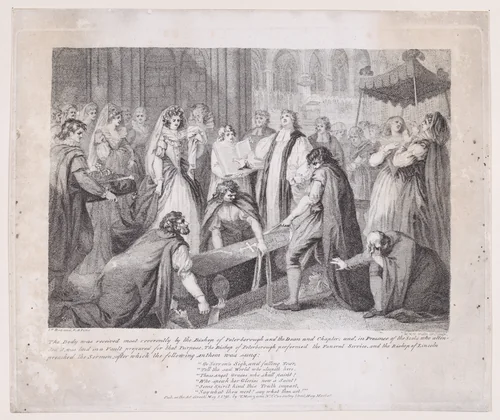 The Internment of Mary, Queen of Scots by William Nelson Gardiner, print, 1791